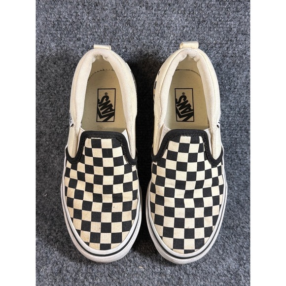 Vans Other - Vans Kids Classic Slip-On Checkerboard Black White Sneakers Size 1 Youth